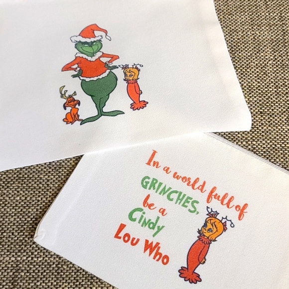 GRINCH Zippered pouch bags 2 sizes and 2 sides NWT - Picture 2 of 8